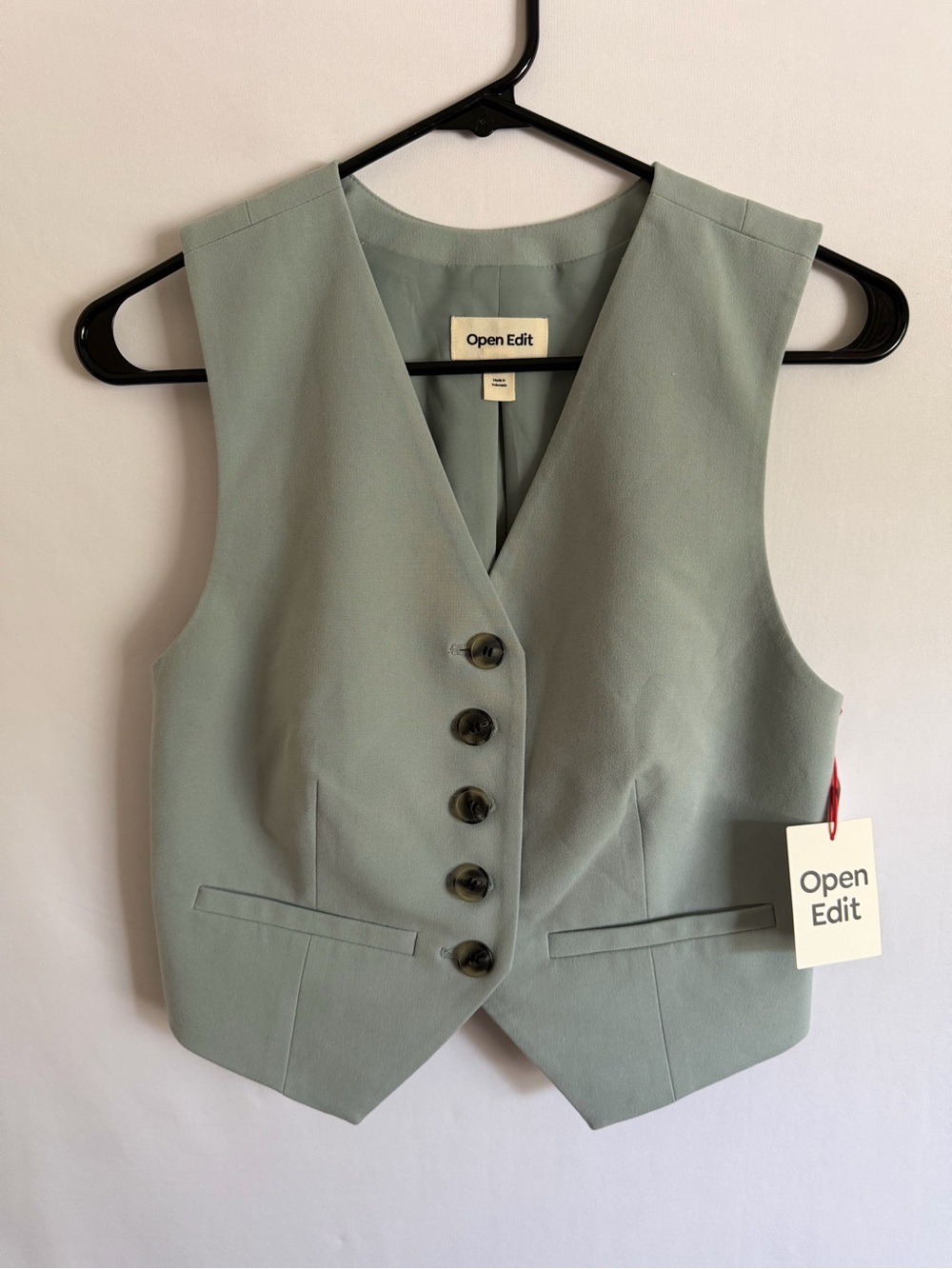 Open Edit Sage Green Button Front Vest